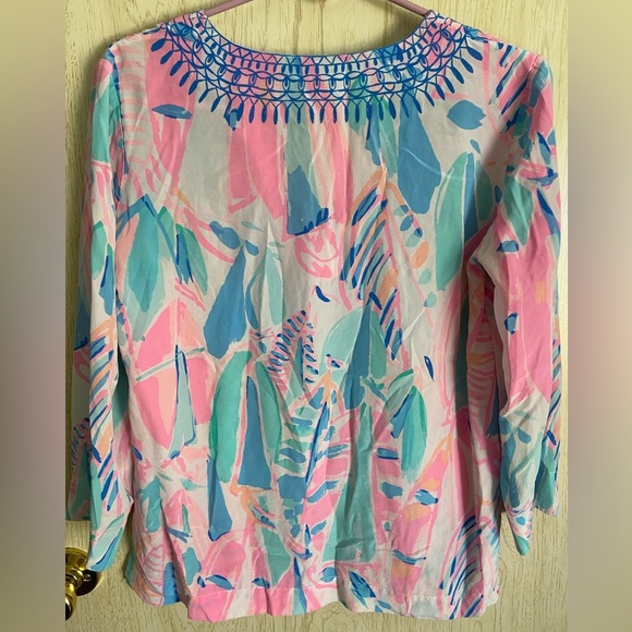 Lilly Pulitzer Amelia Island Tunic ~ Out to sea Silk Tunic Sz Small - Picture 6 of 8
